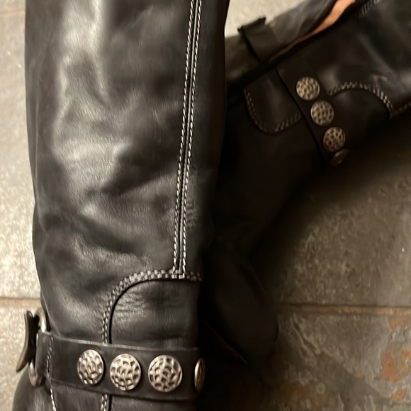 BOGO FREE ALL ITEMS! Biviel sexy stacked heel leather boots stitching pewter 39 - Picture 9 of 9